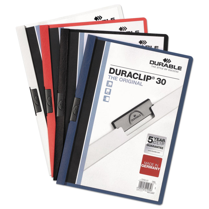Durable DuraClip Report Cover, Clip Fastener, 8.5 x 11, Clear/Black, 25/Box