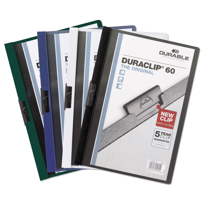 Durable DuraClip Report Cover, Clip Fastener, 8.5 x 11, Clear/Black, 25/Box