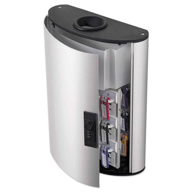 Durable Key Box Plus, 54-Key, Brushed Aluminum, Silver, 11.75 x 4.63 x 15.75