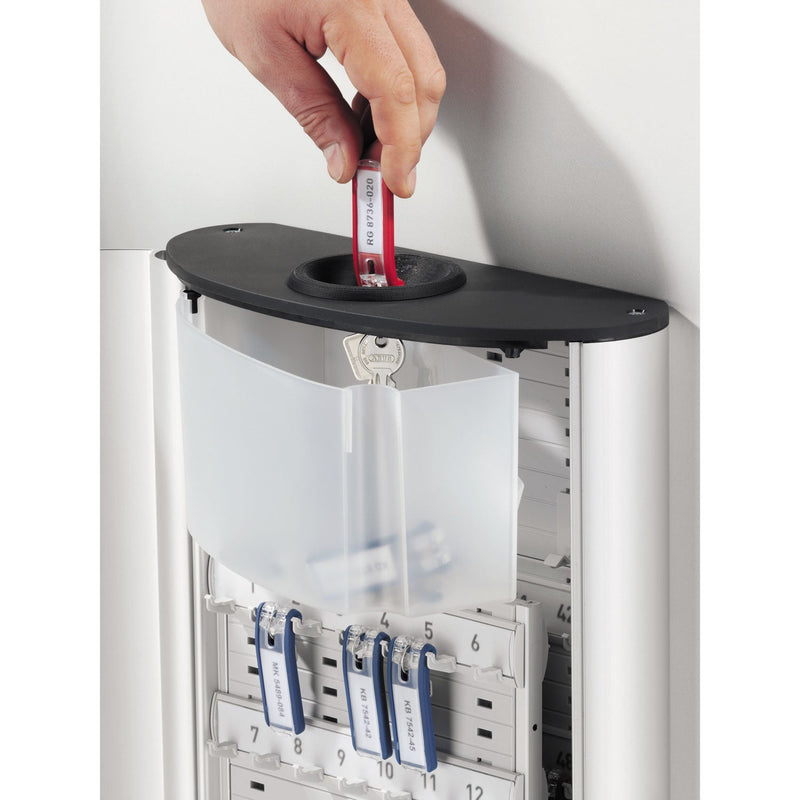 Durable Key Box Plus, 54-Key, Brushed Aluminum, Silver, 11.75 x 4.63 x 15.75