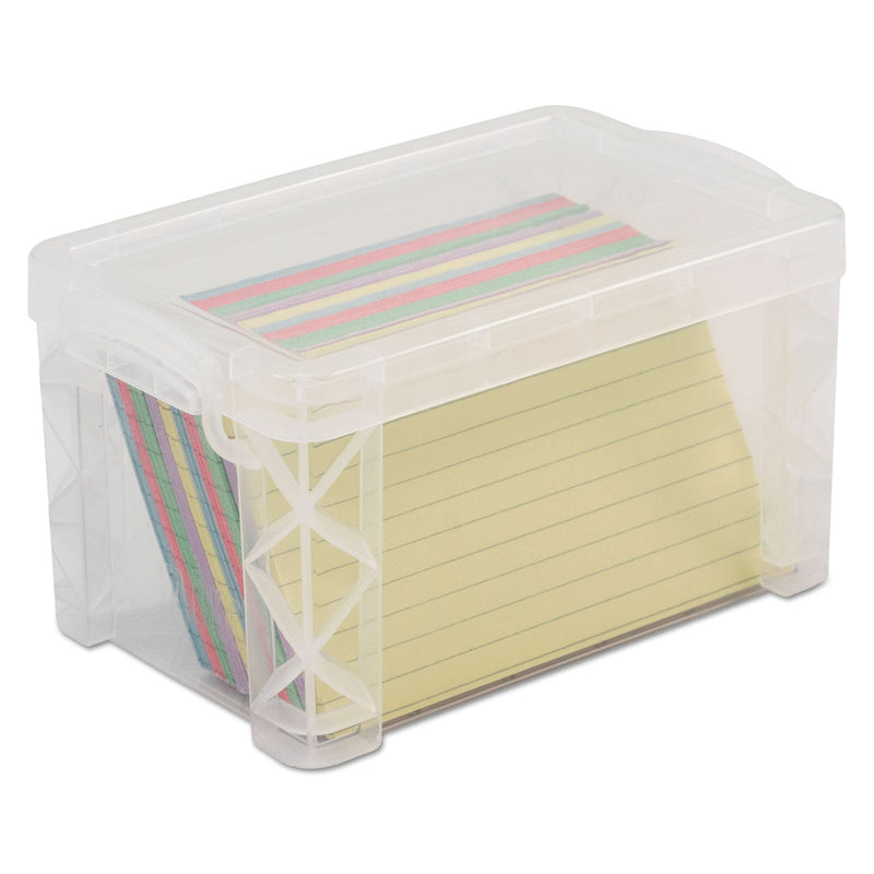 Advantus Super Stacker Storage Boxes, Holds 400 3 x 5 Cards, 6.25 x 3.88 x 3.5, Plastic, Clear