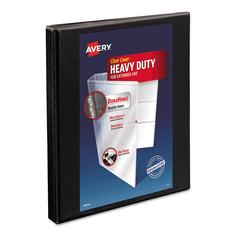 Avery Heavy-Duty Non Stick View Binder with DuraHinge and Slant Rings, 3 Rings, 0.5" Capacity, 11 x 8.5, Black, (5233)