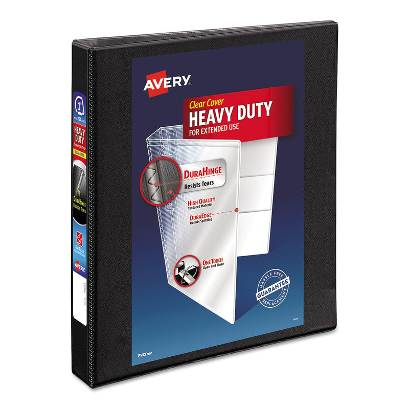 Avery Heavy-Duty Non Stick View Binder with DuraHinge and Slant Rings, 3 Rings, 1" Capacity, 11 x 8.5, Black, (5300)