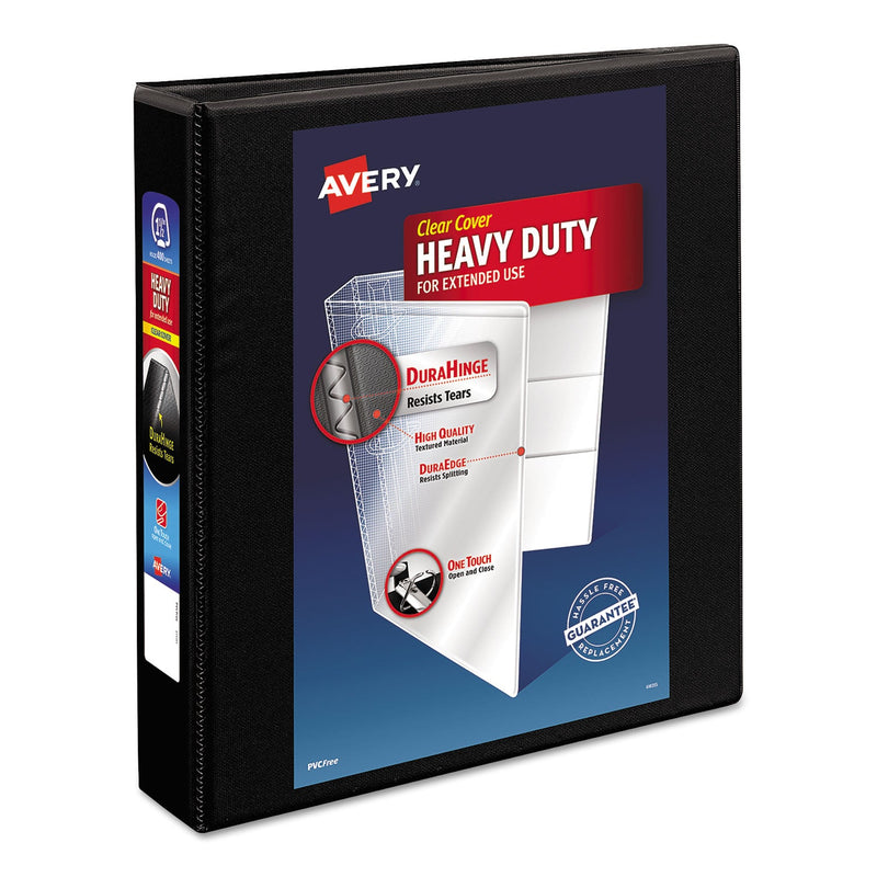 Avery Heavy-Duty Non Stick View Binder with DuraHinge and Slant Rings, 3 Rings, 1.5" Capacity, 11 x 8.5, Black, (5400)