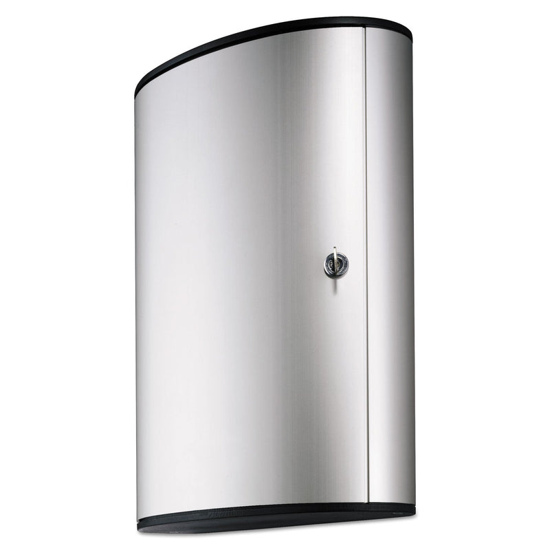 Durable Locking Key Cabinet, 72-Key, Brushed Aluminum, Silver, 11.75 x 4.63 x 15.75