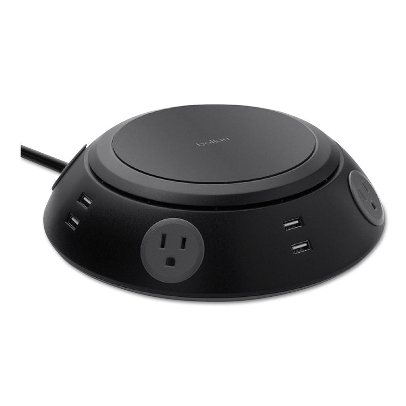 Belkin Meeting Room Power Center, 4 AC Outlets/8 USB Ports, 6 ft Cord, 1,080 J, Black