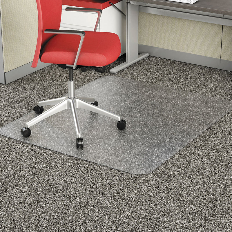 Alera Occasional Use Studded Chair Mat for Flat Pile Carpet, 46 x 60, Rectangular, Clear