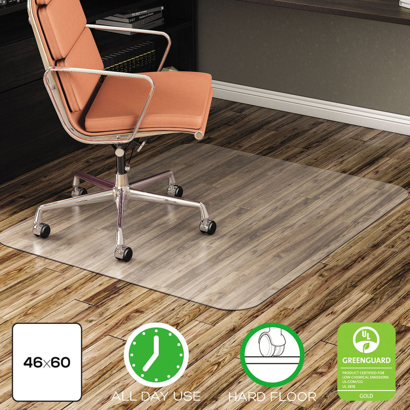 Alera All Day Use Non-Studded Chair Mat for Hard Floors, 46 x 60, Rectangular, Clear