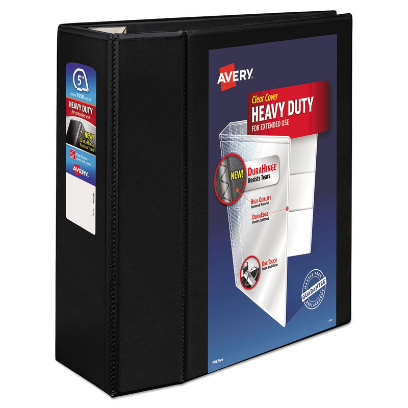 Avery Heavy-Duty View Binder with DuraHinge and Locking One Touch EZD Rings, 3 Rings, 5" Capacity, 11 x 8.5, Black