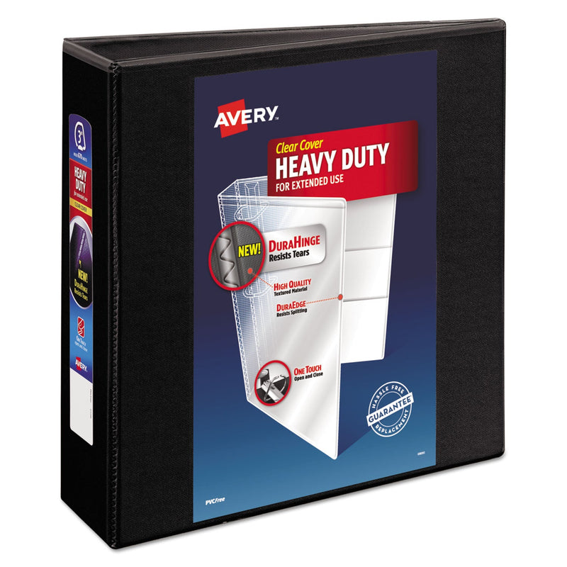 Avery Heavy-Duty View Binder with DuraHinge and Locking One Touch EZD Rings, 3 Rings, 3" Capacity, 11 x 8.5, Black