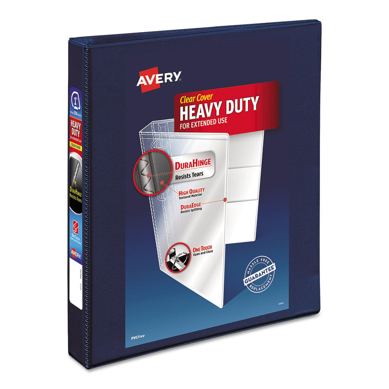 Avery Heavy-Duty View Binder with DuraHinge and One Touch EZD Rings, 3 Rings, 1" Capacity, 11 x 8.5, Navy Blue