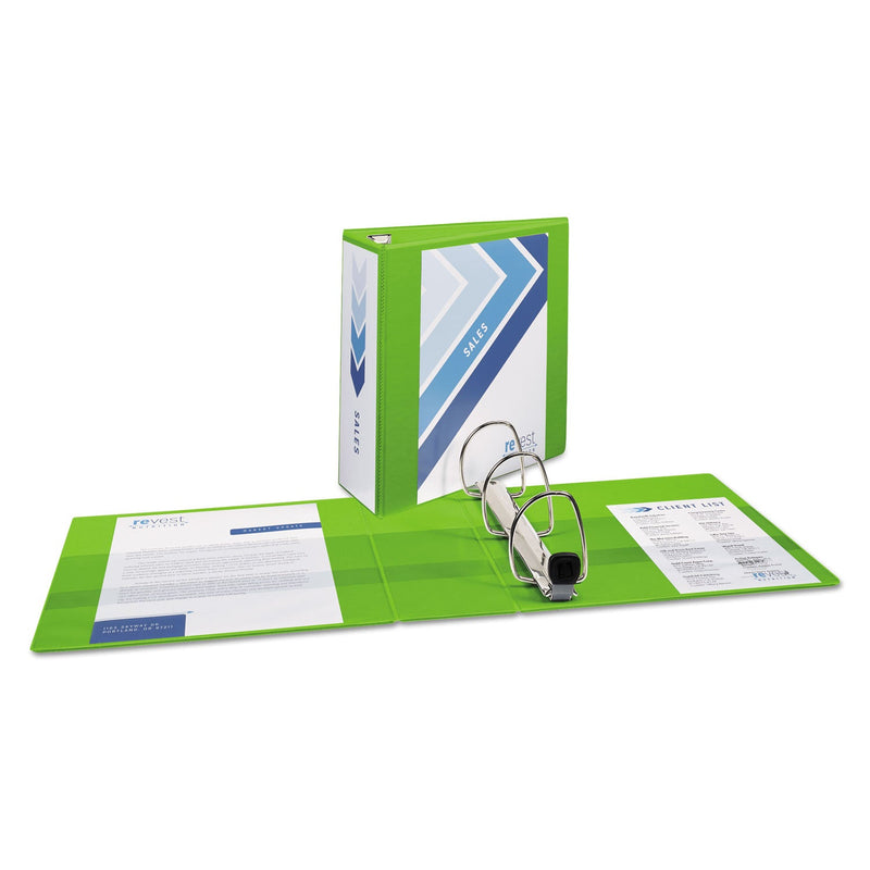Avery Heavy-Duty View Binder with DuraHinge and Locking One Touch EZD Rings, 3 Rings, 4" Capacity, 11 x 8.5, Chartreuse