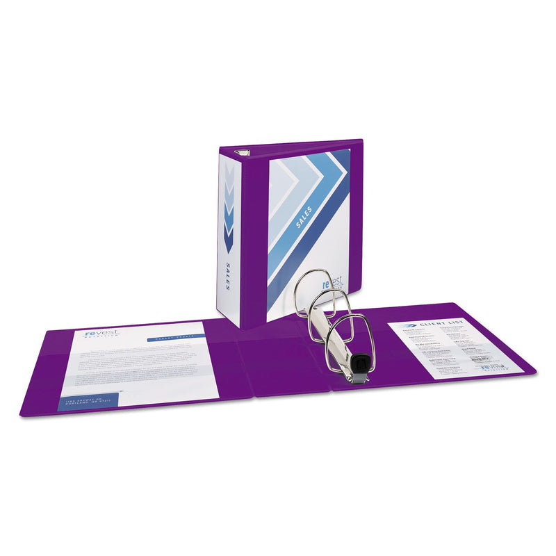Avery Heavy-Duty View Binder with DuraHinge and Locking One Touch EZD Rings, 3 Rings, 4" Capacity, 11 x 8.5, Purple