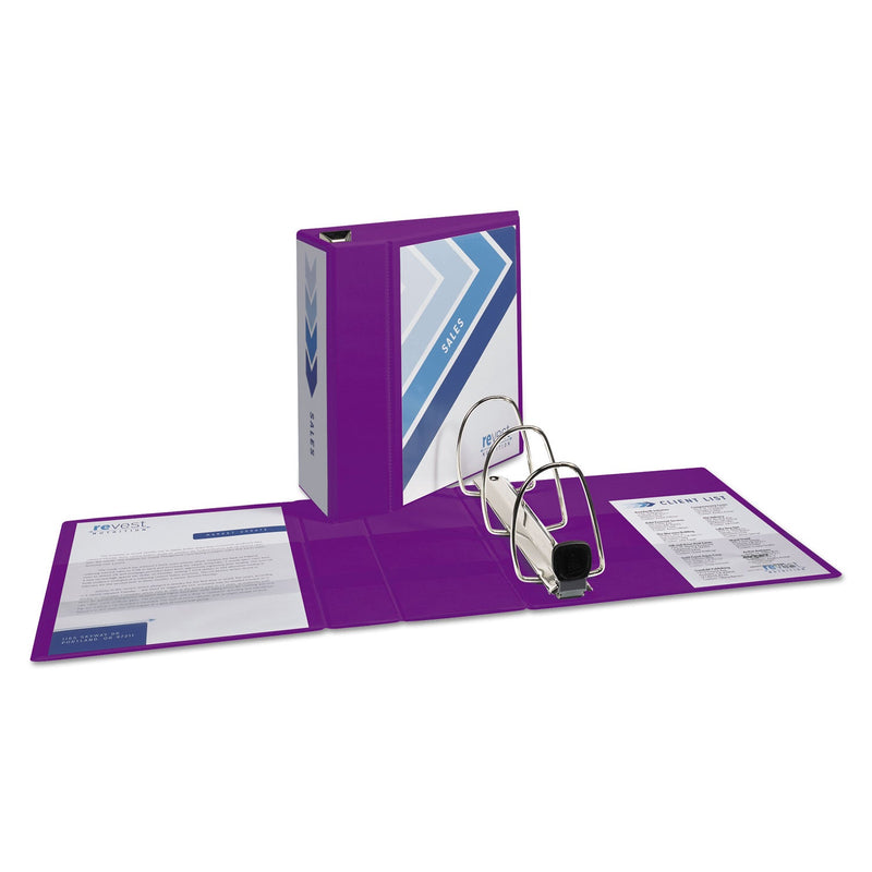Avery Heavy-Duty View Binder with DuraHinge and Locking One Touch EZD Rings, 3 Rings, 5" Capacity, 11 x 8.5, Purple