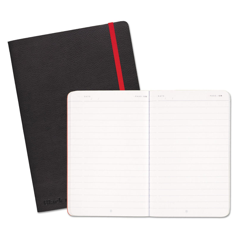 Black n' Red Flexible Cover Casebound Notebook, SCRIBZEE Compatible, 1 Subject, Wide/Legal Rule, Black Cover, 8.25 x 5.75, 71 Sheets