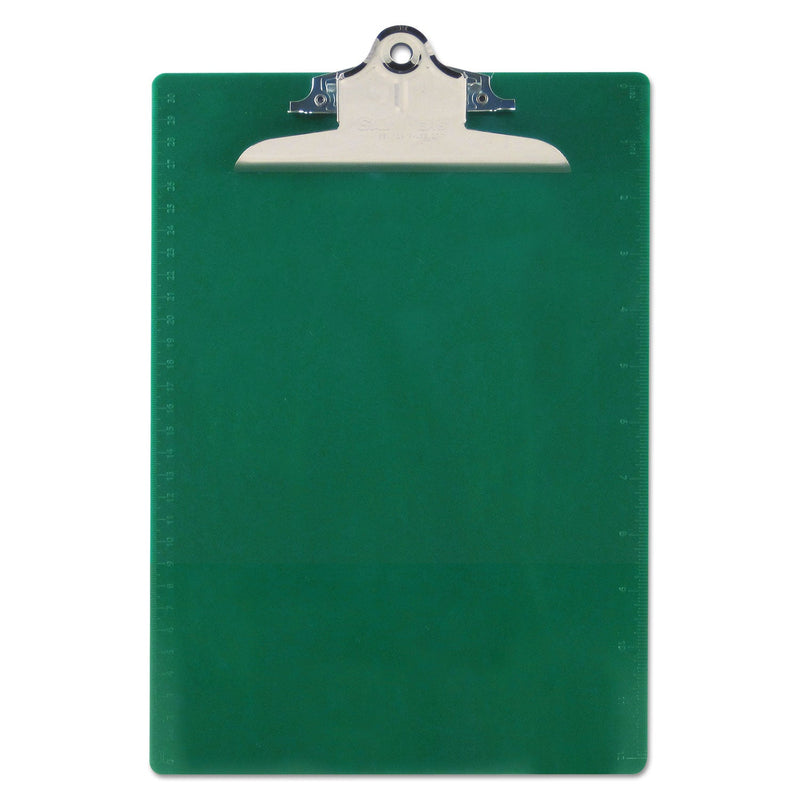 Saunders Recycled Plastic Clipboard with Ruler Edge, 1" Clip Capacity, Holds 8.5 x 11 Sheets, Green