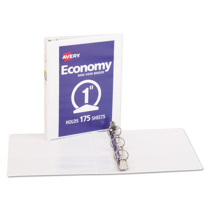Avery Economy View Binder with Round Rings , 3 Rings, 1" Capacity, 8.5 x 5.5, White, (5806)