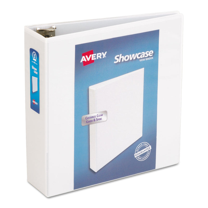 Avery Showcase Economy View Binder with Round Rings, 3 Rings, 3" Capacity, 11 x 8.5, White