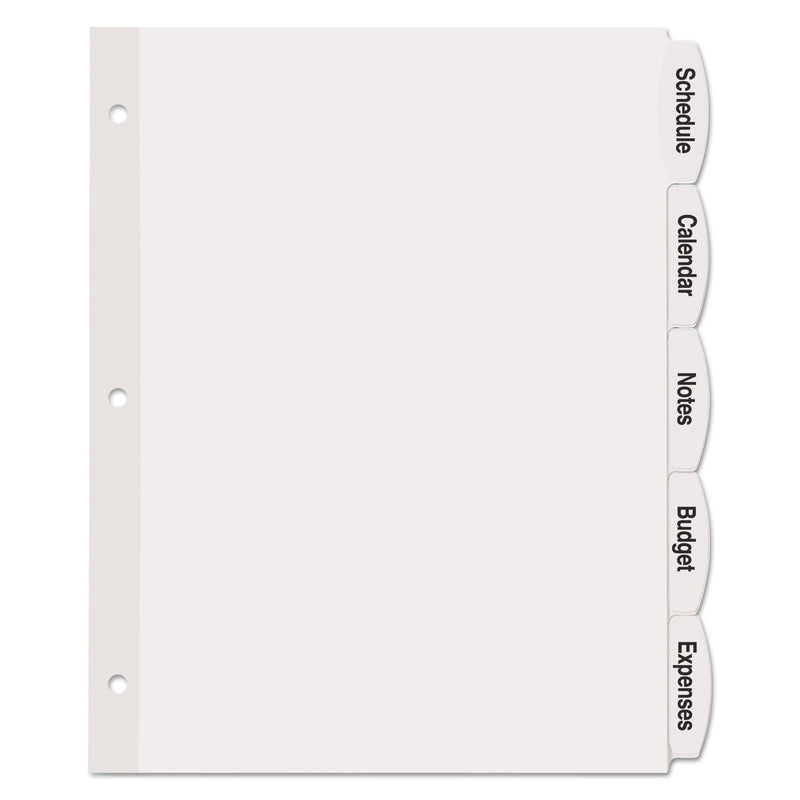 Avery Big Tab Printable White Label Tab Dividers, 5-Tab, 11 x 8.5, White, 20 Sets