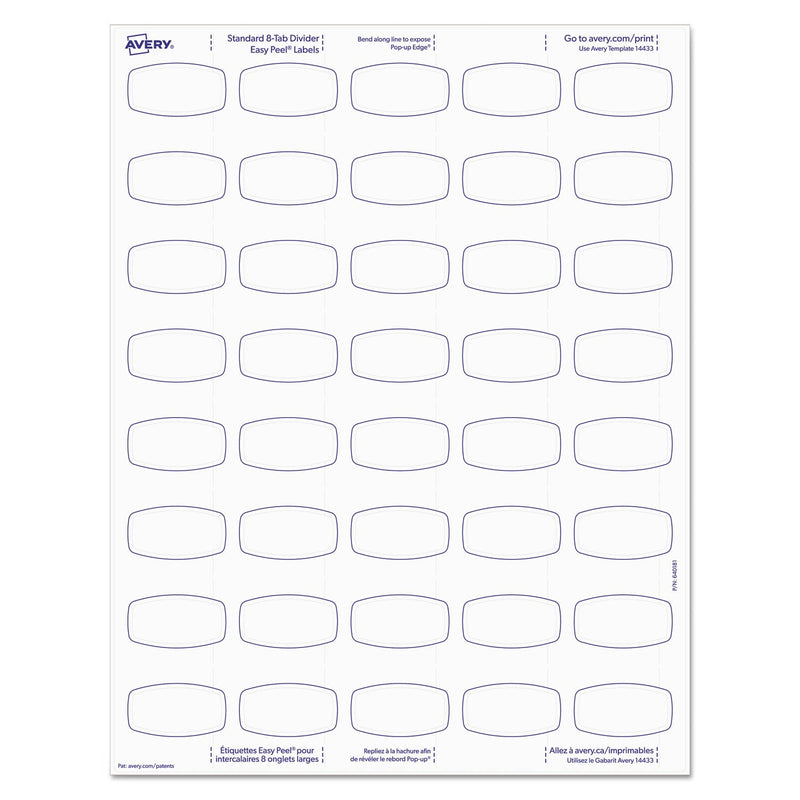 Avery Big Tab Printable White Label Tab Dividers, 8-Tab, 11 x 8.5, White, 20 Sets