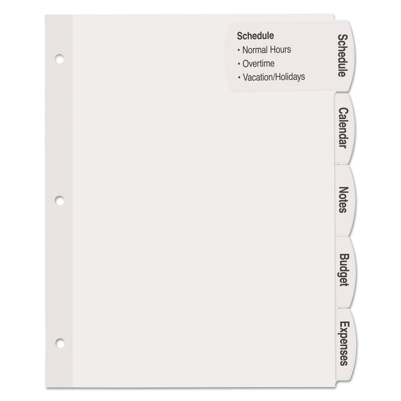 Avery Big Tab Printable Large White Label Tab Dividers, 5-Tab, 11 x 8.5, White, 20 Sets