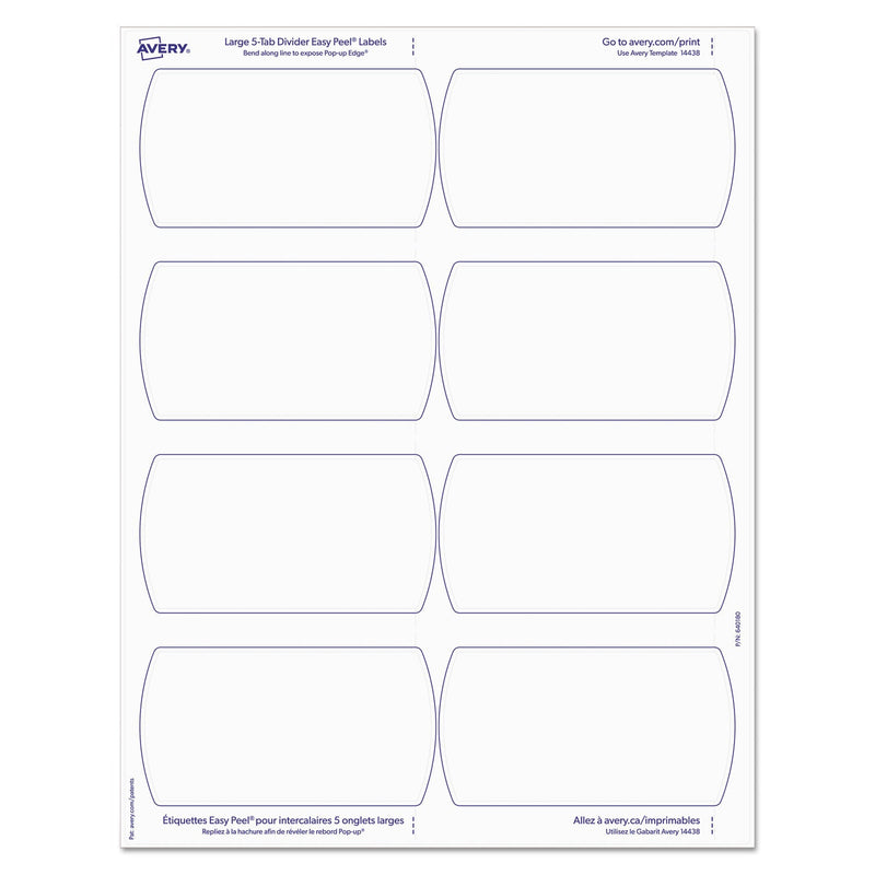 Avery Big Tab Printable Large White Label Tab Dividers, 5-Tab, 11 x 8.5, White, 20 Sets