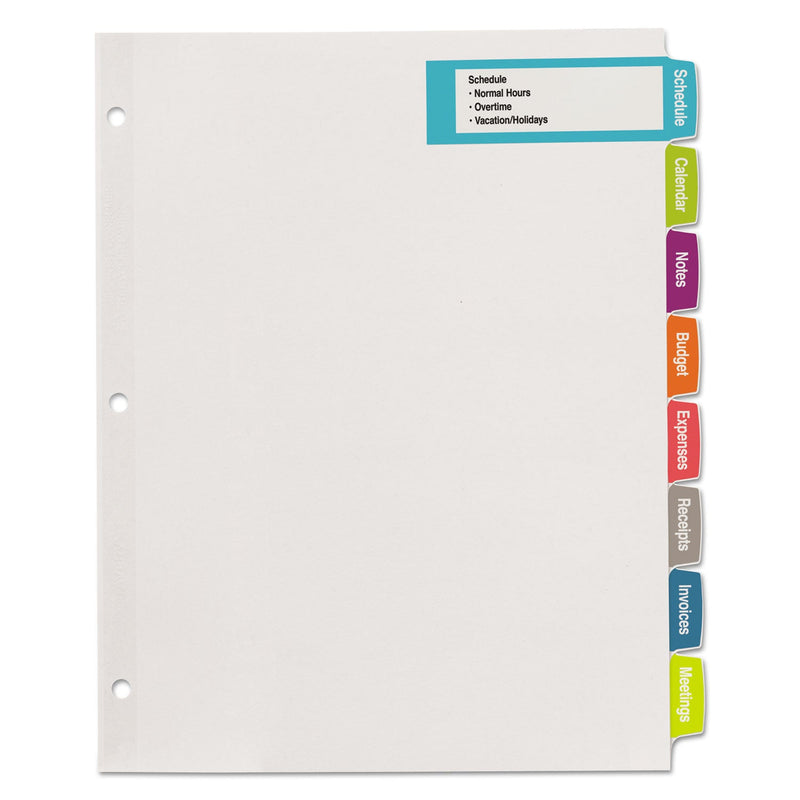 Avery Big Tab Printable Large White Label Tab Dividers, 8-Tab, 11 x 8.5, White, 20 Sets