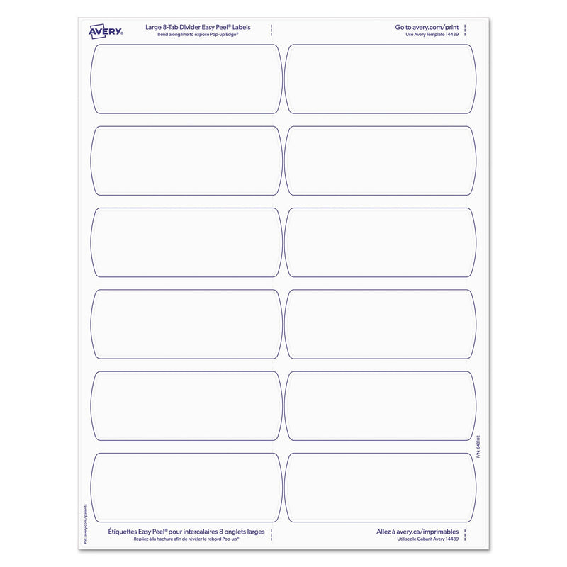 Avery Big Tab Printable Large White Label Tab Dividers, 8-Tab, 11 x 8.5, White, 20 Sets