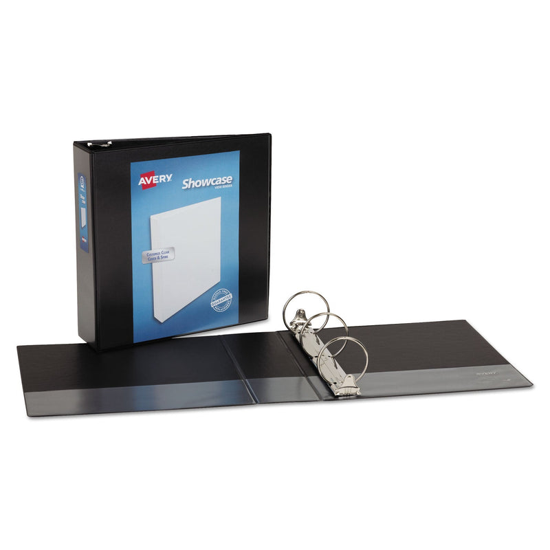 Avery Showcase Economy View Binder with Round Rings, 3 Rings, 3" Capacity, 11 x 8.5, Black