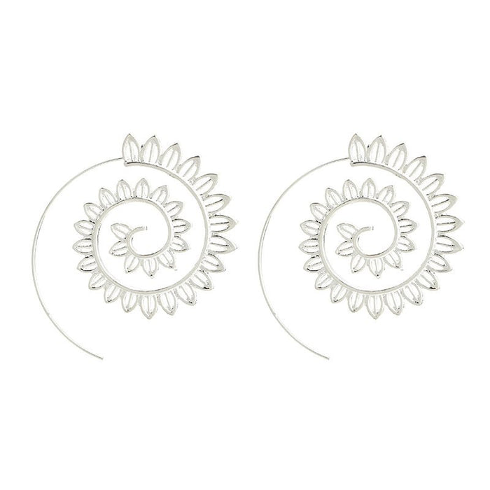 Round Spiral Earrings For Women Gold Color Big Exaggerated Gear Earrings