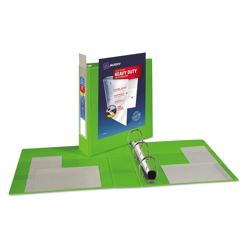 Avery Heavy-Duty View Binder with DuraHinge and One Touch EZD Rings, 3 Rings, 2" Capacity, 11 x 8.5, Chartreuse