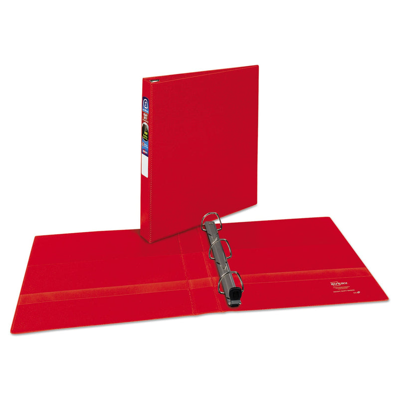 Avery Heavy-Duty Non-View Binder with DuraHinge and One Touch EZD Rings, 3 Rings, 1" Capacity, 11 x 8.5, Red
