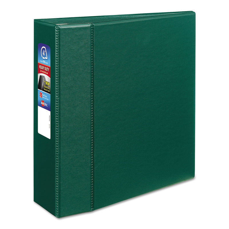 Avery Heavy-Duty Non-View Binder with DuraHinge and Locking One Touch EZD Rings, 3 Rings, 4" Capacity, 11 x 8.5, Green