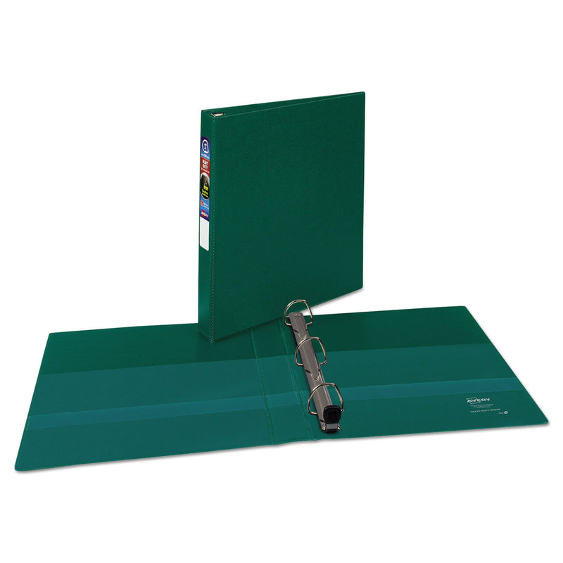 Avery Heavy-Duty Non-View Binder with DuraHinge and One Touch EZD Rings, 3 Rings, 1" Capacity, 11 x 8.5, Green