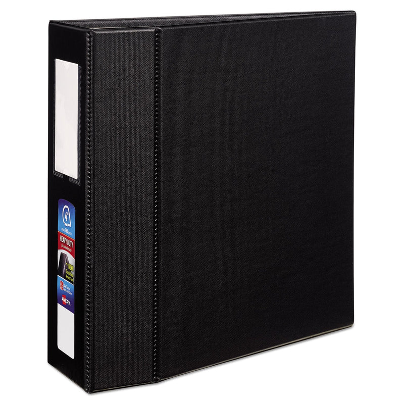 Avery Heavy-Duty Non-View Binder with DuraHinge, Three Locking One Touch EZD Rings and Spine Label, 4" Capacity, 11 x 8.5, Black