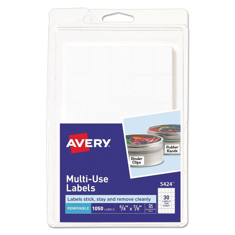 Avery Removable Multi-Use Labels, Handwrite Only, 0.63 x 0.88, White, 30/Sheet, 35 Sheets/Pack, (5424)