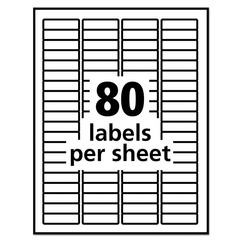 Avery Removable Multi-Use Labels, Inkjet/Laser Printers, 0.5 x 1.75, White, 80/Sheet, 25 Sheets/Pack