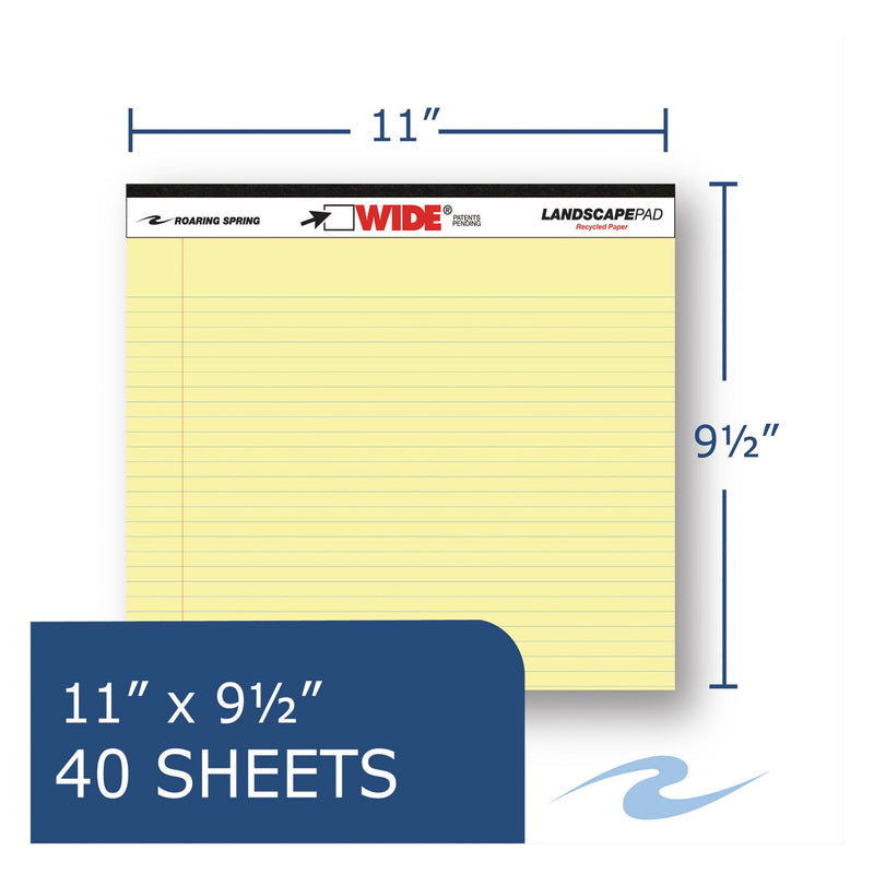 Roaring Spring WIDE Landscape Format Writing Pad, Unpunched with Standard Back, Medium/College Rule, 40 Canary-Yellow 11 x 9.5 Sheets