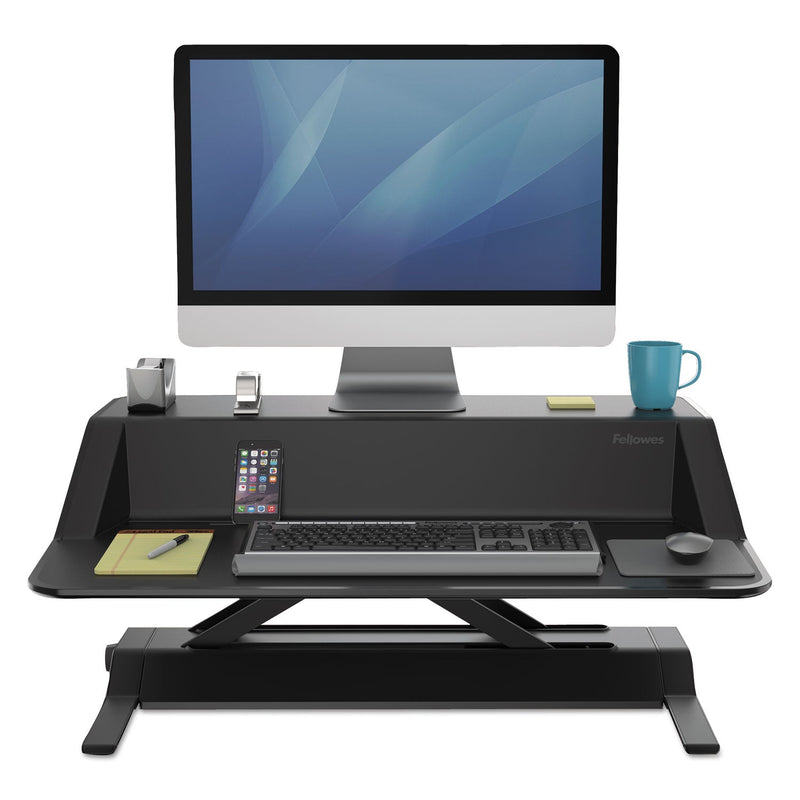 Fellowes Lotus Sit-Stands Workstation, 32.75" x 24.25" x 5.5" to 22.5", Black