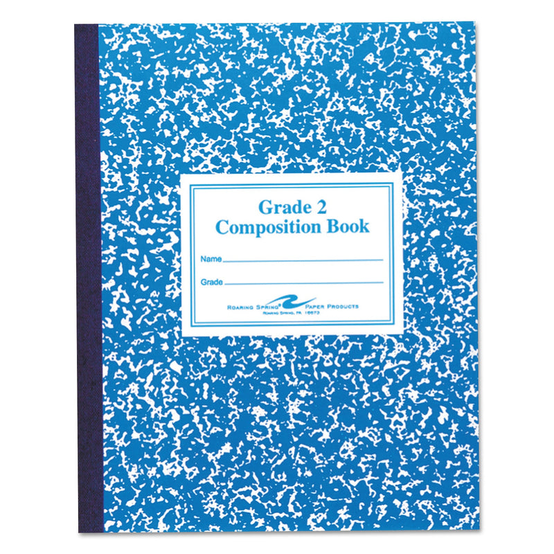 Roaring Spring Grade School Ruled Composition Book, Manuscript Format, Blue Cover, 9.75 x 7.75, 50 Sheets