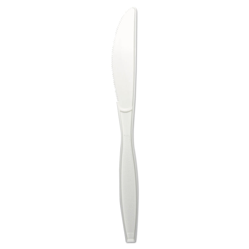 Boardwalk Heavyweight Polypropylene Cutlery, Knife, White, 1000/Carton