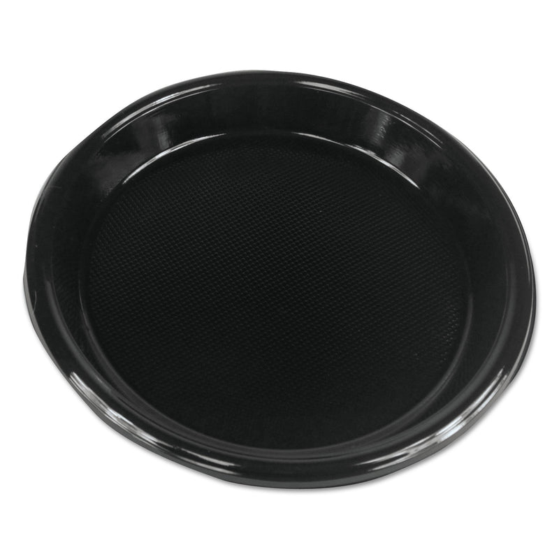 Boardwalk Hi-Impact Plastic Dinnerware, Plate, 10" dia, Black, 500/Carton