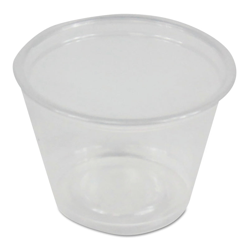 Boardwalk Souffle/Portion Cups, 1 oz, Polypropylene, Clear, 20 Cups/Sleeve, 125 Sleeves/Carton