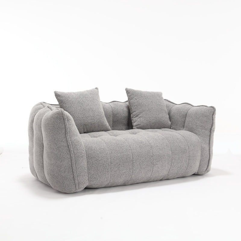 Cozy Beanbag Chair with High Resilience Foam Core for Two - Grey Chenille, 66x35x25 inches