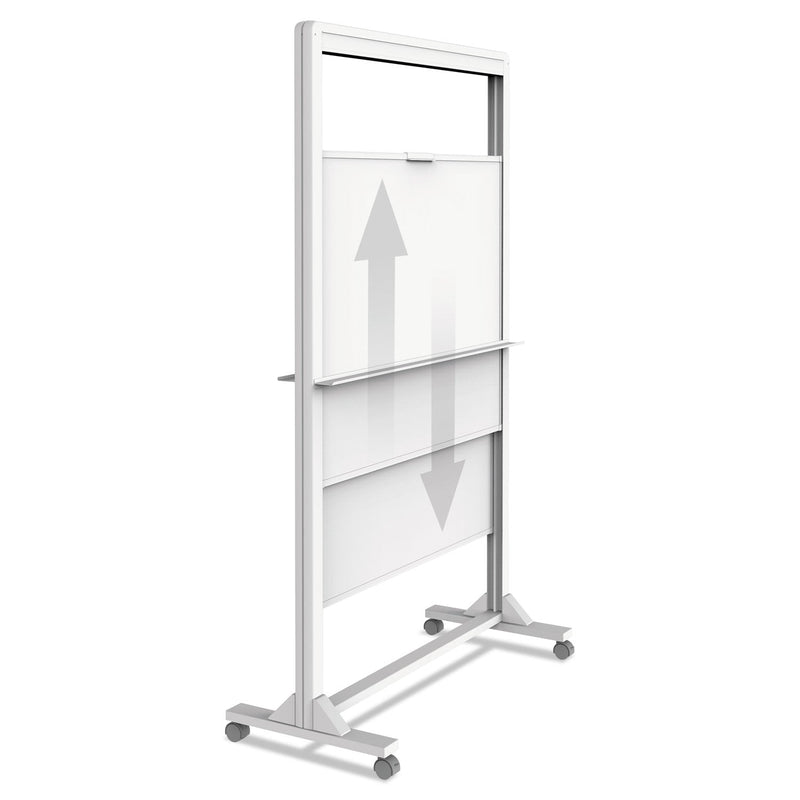 Quartet Motion Dual-Track Mobile Magnetic Dry-Erase Easel, Two 40 1/2 x 34 Panels, White