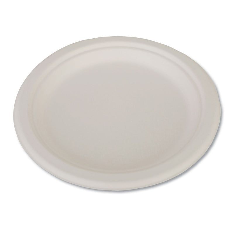 SCT ChampWare Heavyweight Bagasse Dinnerware, Plate, 9" dia, White, 500/Carton