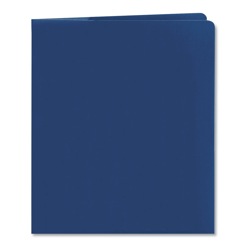 Smead Lockit Two-Pocket Folder, Textured Paper, 100-Sheet Capacity, 11 x 8.5, Dark Blue, 25/Box