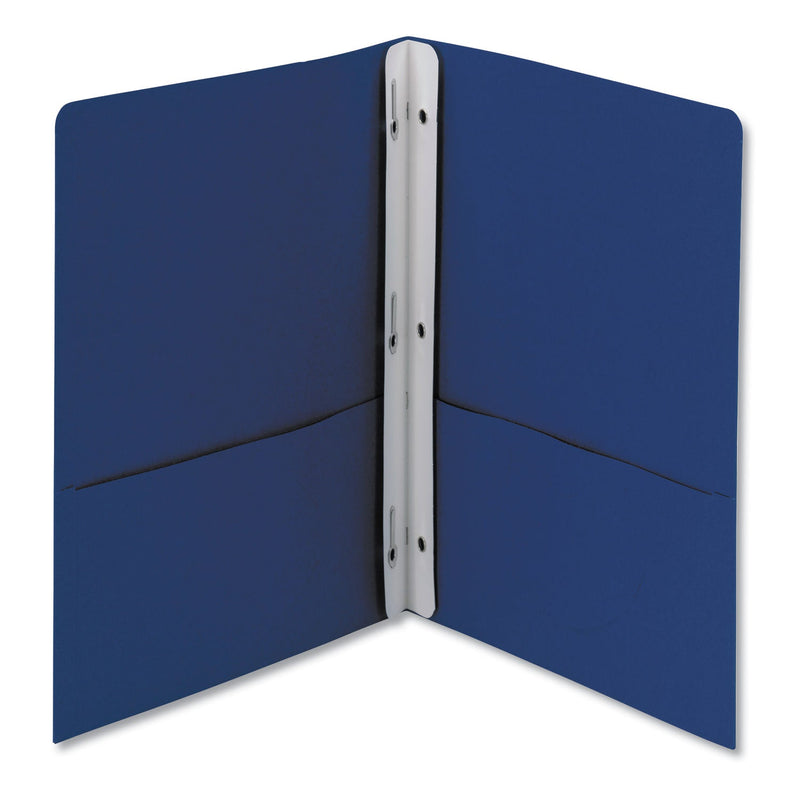 Smead 2-Pocket Folder with Tang Fastener, 0.5" Capacity, 11 x 8.5, Dark Blue, 25/Box