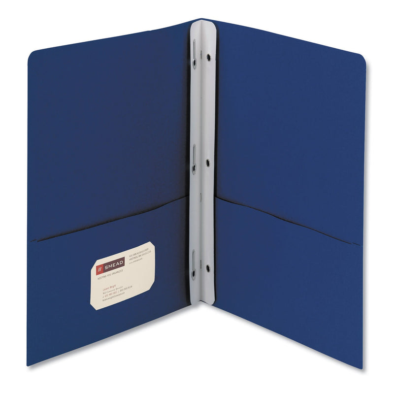 Smead 2-Pocket Folder with Tang Fastener, 0.5" Capacity, 11 x 8.5, Dark Blue, 25/Box