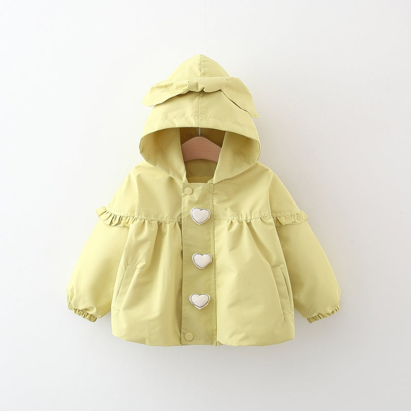 Children's Mid-length Love Hooded Trench Coat